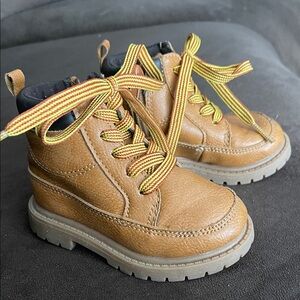 Carter's Tan Kids Boots with Striped Yellow Laces